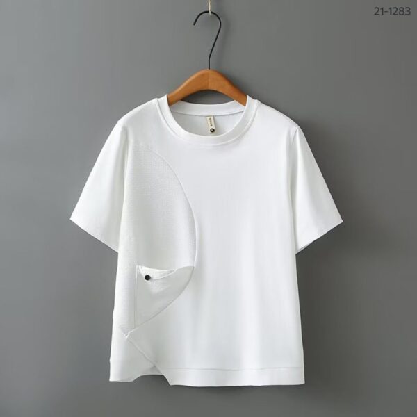 21-1283 (8) เสื้อยืดคอกลมแต่งกระเป๋า