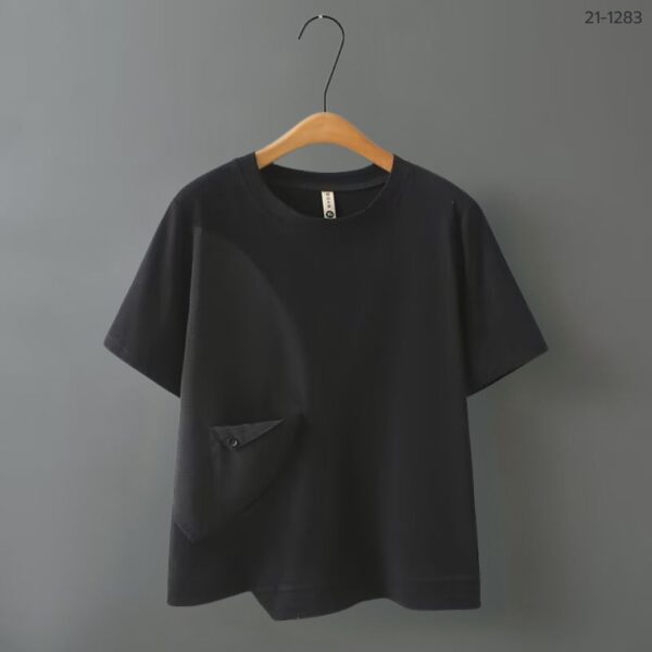 21-1283 (9) เสื้อยืดคอกลมแต่งกระเป๋า