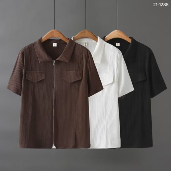 เสื้อยืดคอปกซิปหน้า