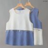 21-1294 (1) เสื้อทูโทนแขนกุดผ้าป่าน