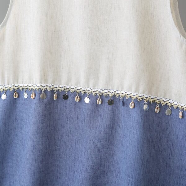 21-1294 (2) เสื้อทูโทนแขนกุดผ้าป่าน
