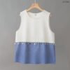 21-1294 (6) เสื้อทูโทนแขนกุดผ้าป่าน