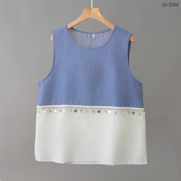 21-1294 (7) เสื้อทูโทนแขนกุดผ้าป่าน