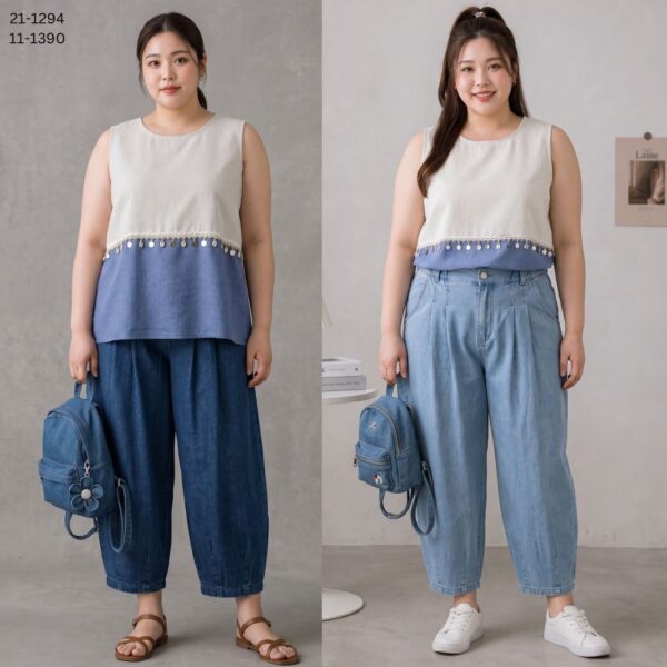 21-1294+11-1390 (1) เสื้อทูโทนแขนกุดผ้าป่าน
