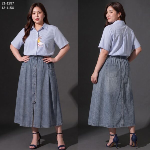 21-1297+13-1150 (3) เสื้อเชิ้ตแขนสั้น ปักลายแมว