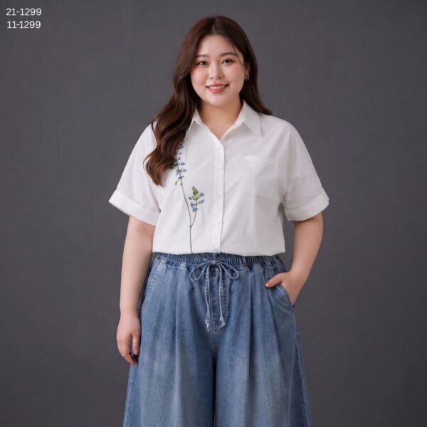 21-1299 (1) เสื้อเชิ้ตแขนล้ำคอปก