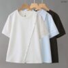 เสื้อคอกลมแต่งกระดุมเฉียง