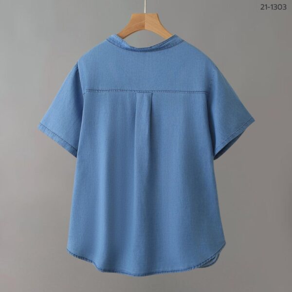 เสื้อเดนิมคอกลมแขนสั้น