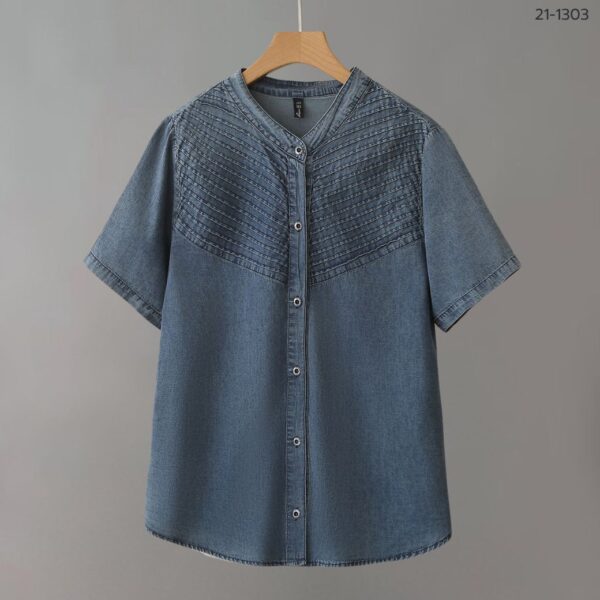 เสื้อเดนิมคอกลมแขนสั้น