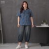 เสื้อเดนิมคอกลมแขนสั้น