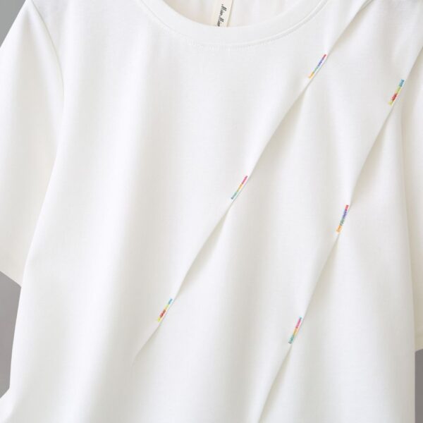 21-1304 (4) เสื้อคอกลมแต่งลายจีบ