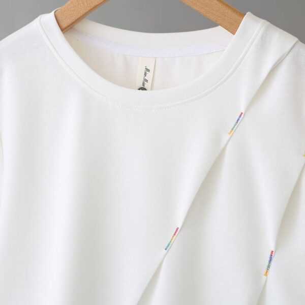 21-1304 (5) เสื้อคอกลมแต่งลายจีบ