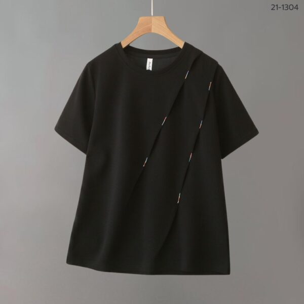 21-1304 (9) เสื้อคอกลมแต่งลายจีบ