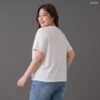 21-1307 (1) เสื้อยืดคอกลมแต่งผ้าตาข่าย