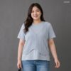 21-1307 (2) เสื้อยืดคอกลมแต่งผ้าตาข่าย