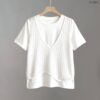 21-1307 (3) เสื้อยืดคอกลมแต่งผ้าตาข่าย