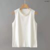 41-3007 (3) เสื้อแขนกุดปักมุกขาวล้วน